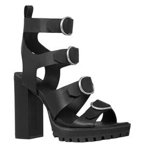 AllSaints NWOB Osuna Multi Strap High Heel Sandal Black Leather Size 40 US 10